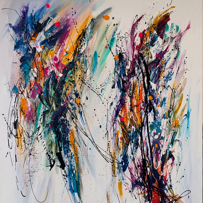 Double regard original colourful abstract painting by Âme Sauvage details