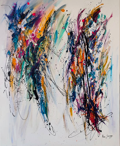 Double regard original colourful abstract painting by Âme Sauvage