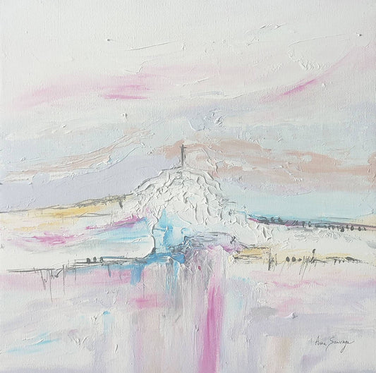 Douceur des neiges soft pastel abstract painting by French artist Âme Sauvage