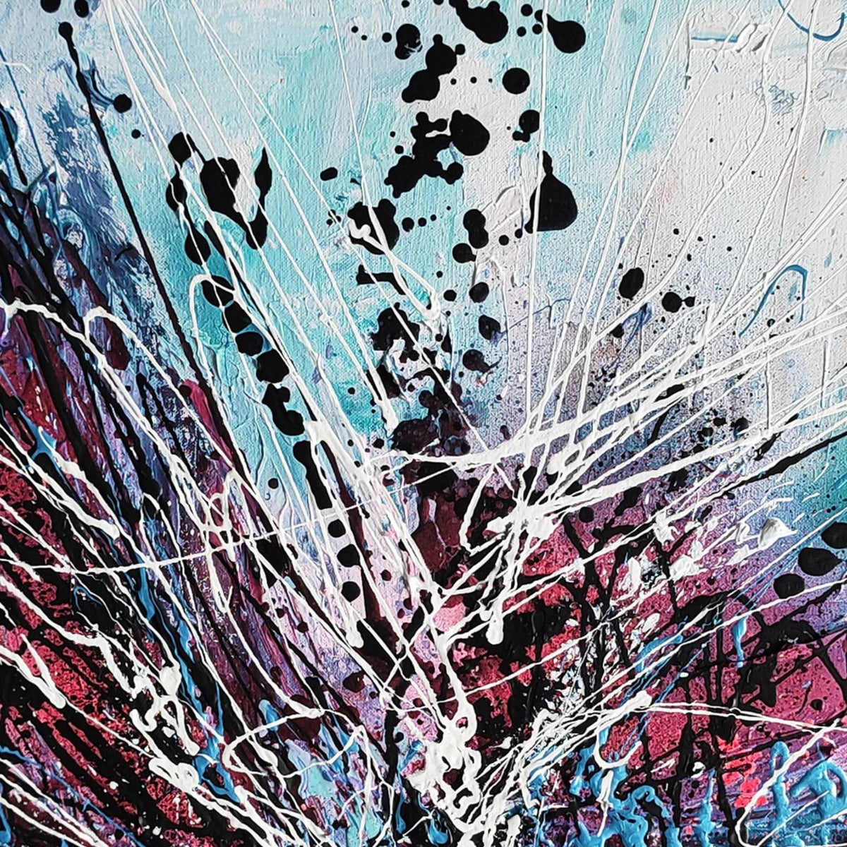 Close-up detail of contemporary expressionist abstract artwork