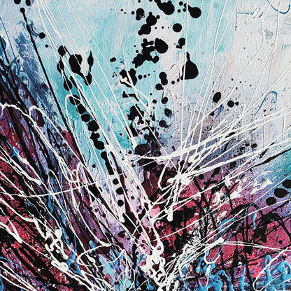 Close-up detail of contemporary expressionist abstract artwork
