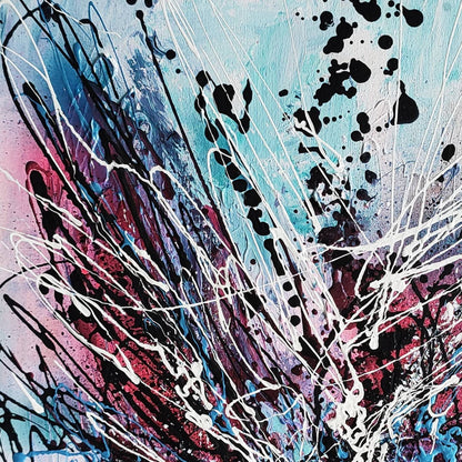 Close-up detail of contemporary expressionist abstract artwork