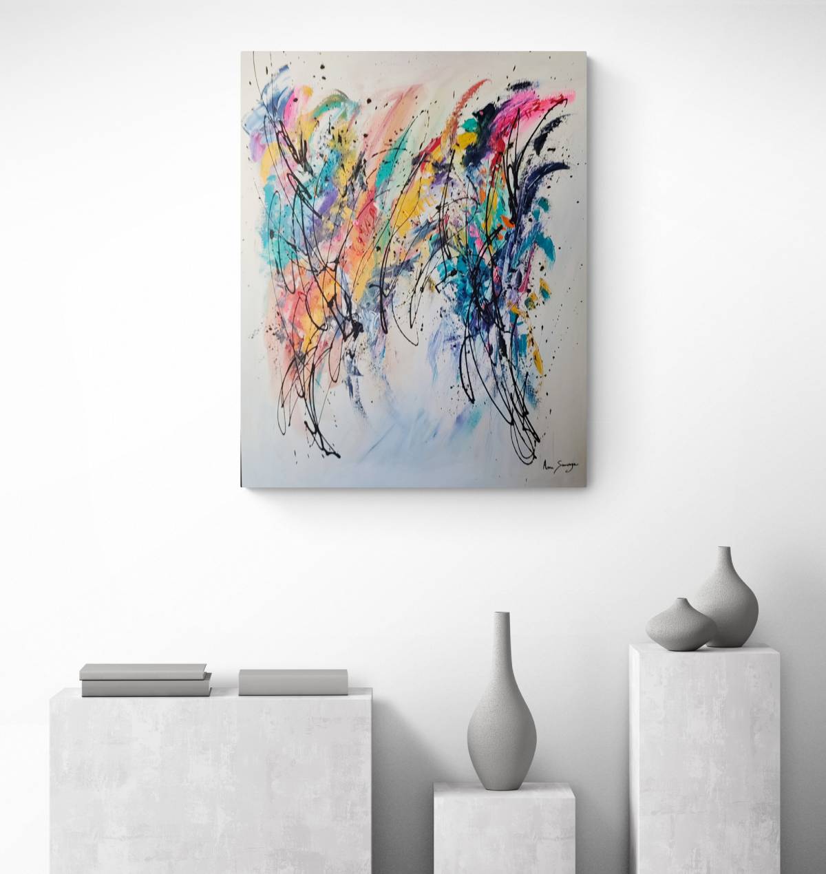 L'esprit du peintre – Large colourful abstract painting