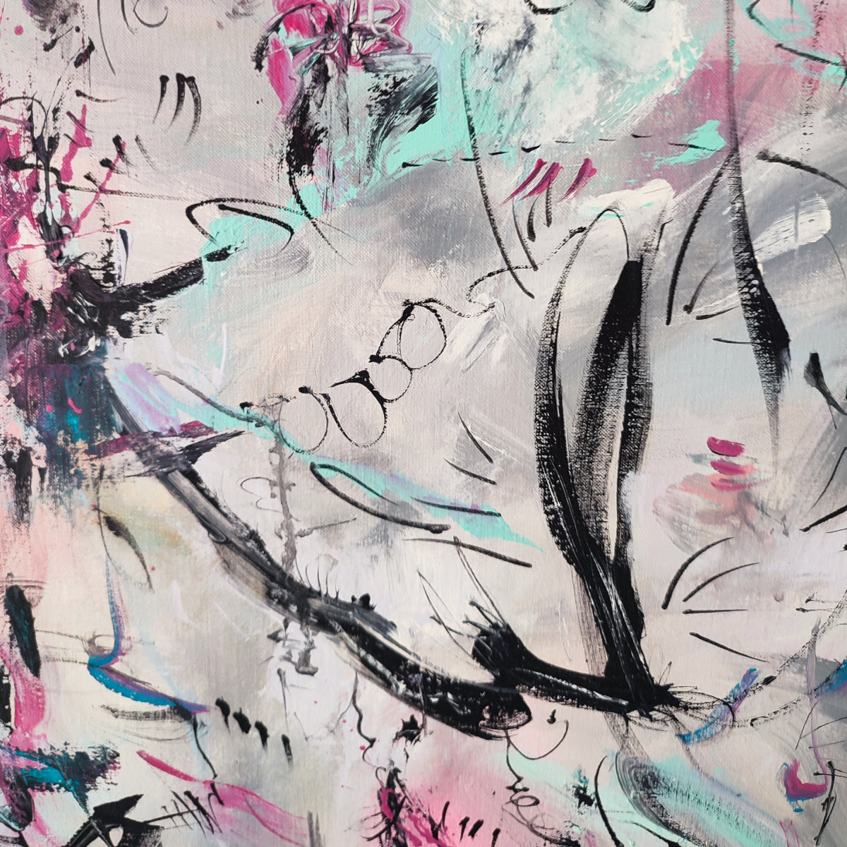 grey and pink abstract artwork details