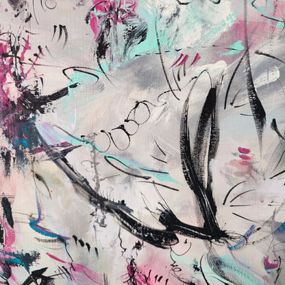 grey and pink abstract artwork details