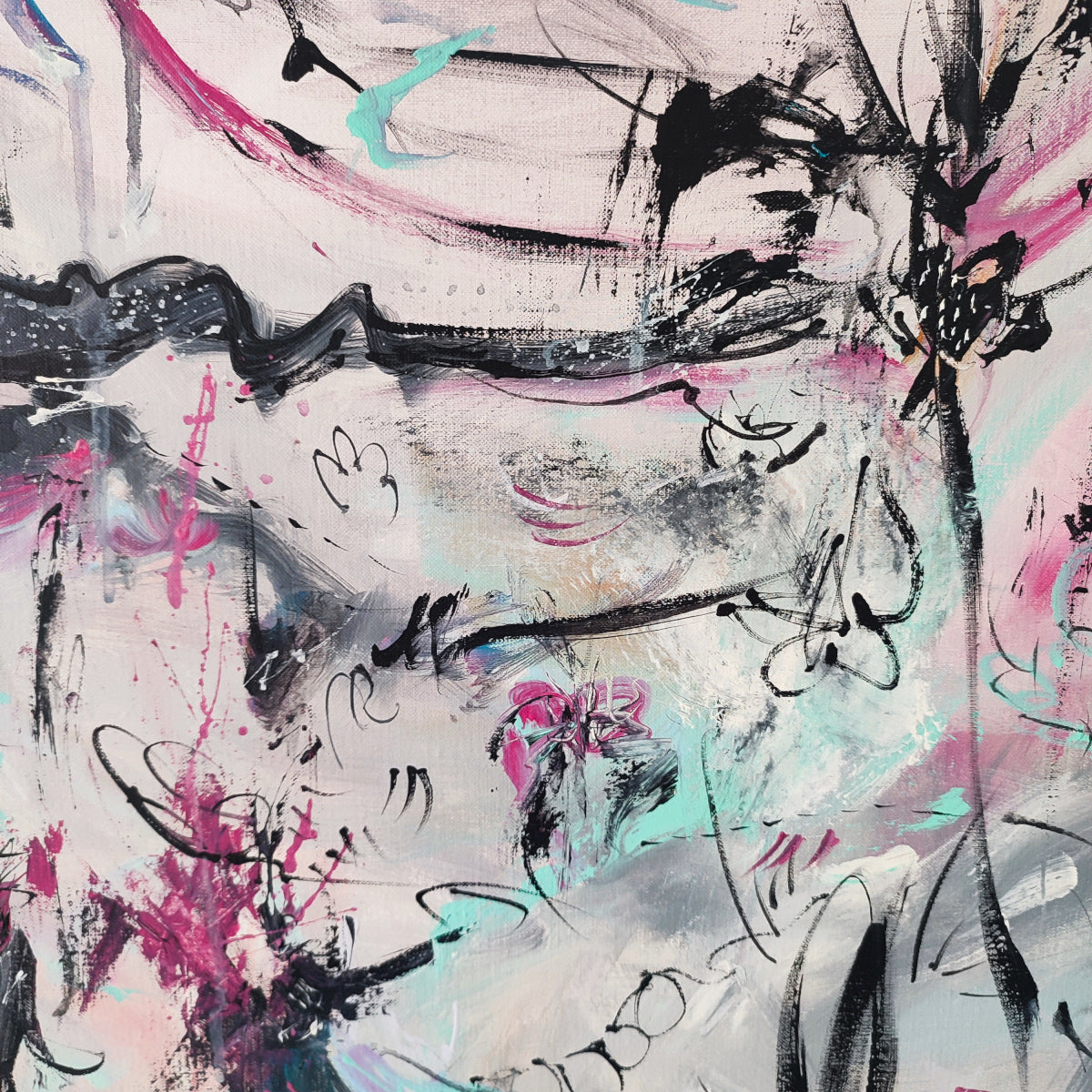 grey and pink abstract artworks details