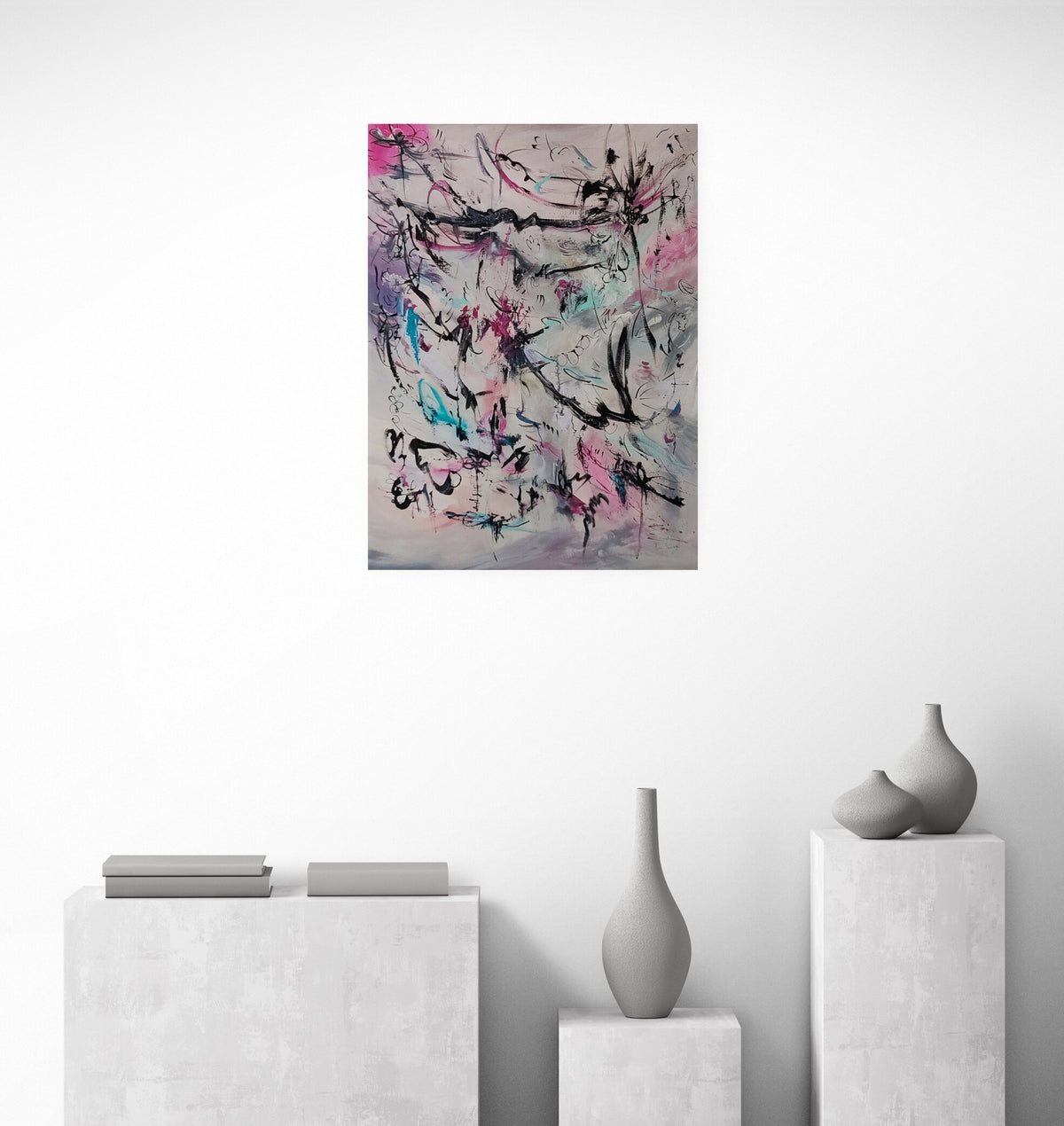 Grey and pink abstract artwork
