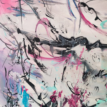 Grey and pink abstract artwork details 1