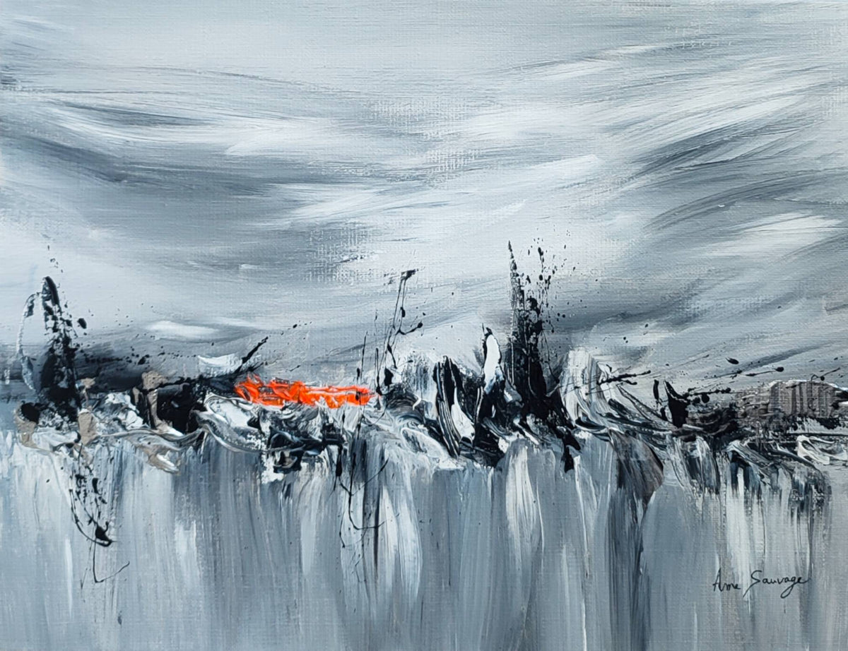 Grey and orange abstract painting