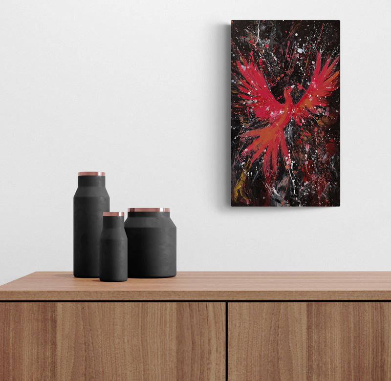 hand painted abstract painting phoenix