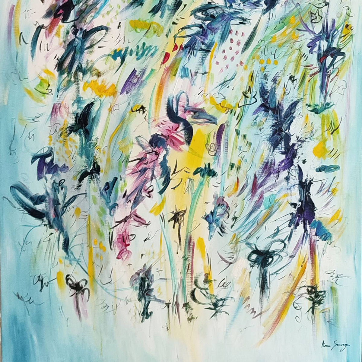 large-abstract-blue-panoramic-floral-painting