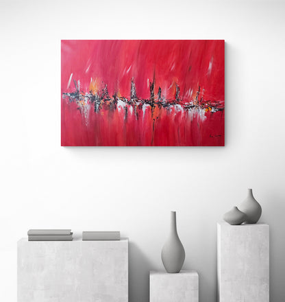 large black and red abstract painting