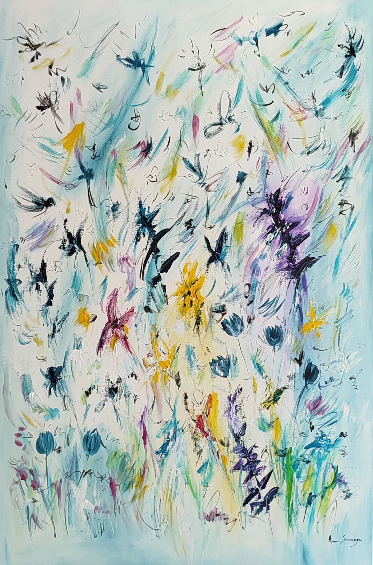 Large blue abstract painting