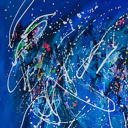 Art water - Large blue original abstract painting