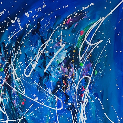 Art water - Large blue original abstract painting