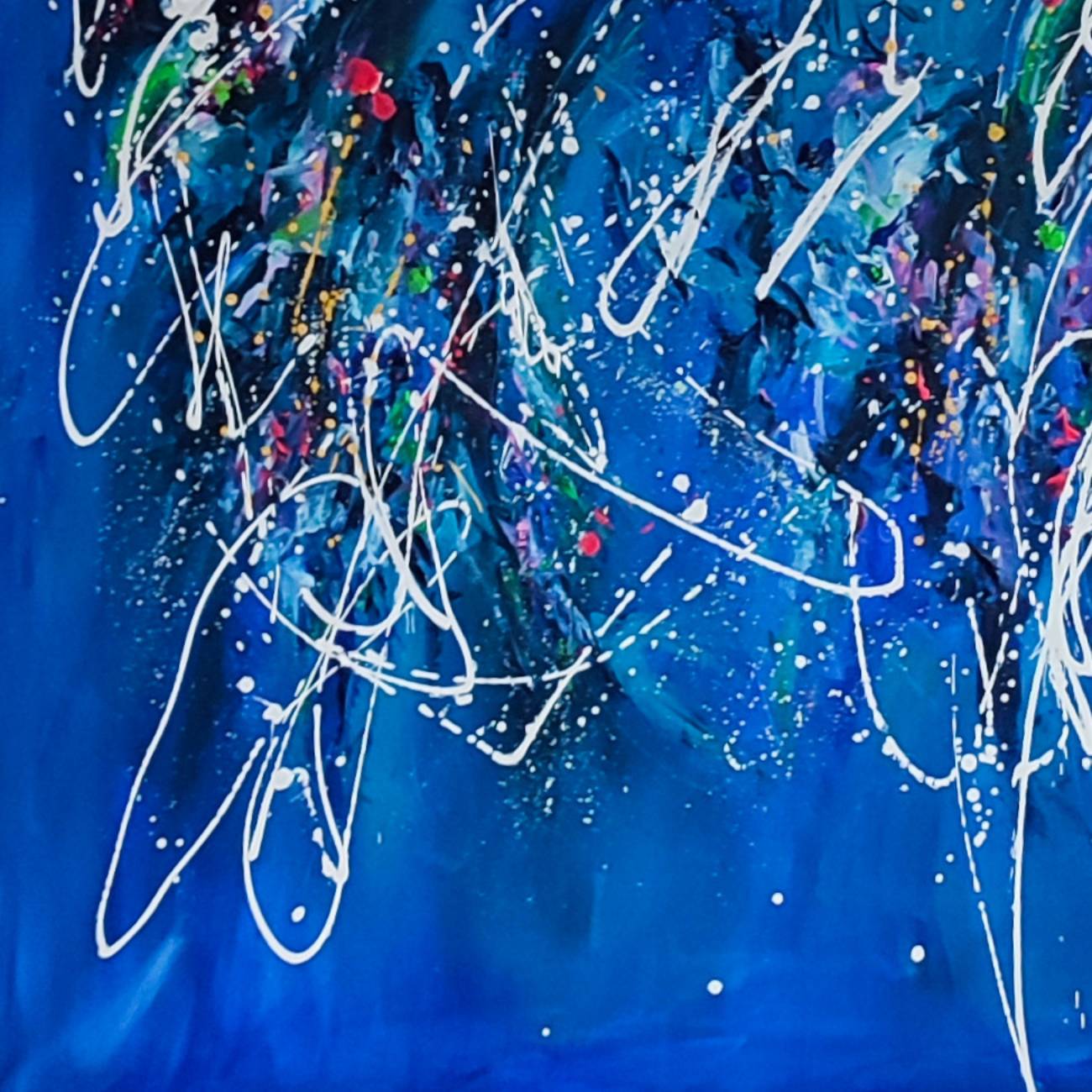 Art water - Large blue original abstract painting