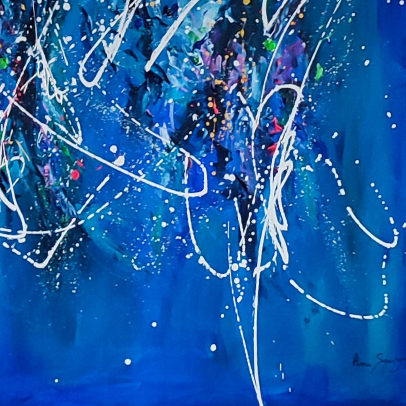 Art water - Large blue original abstract painting