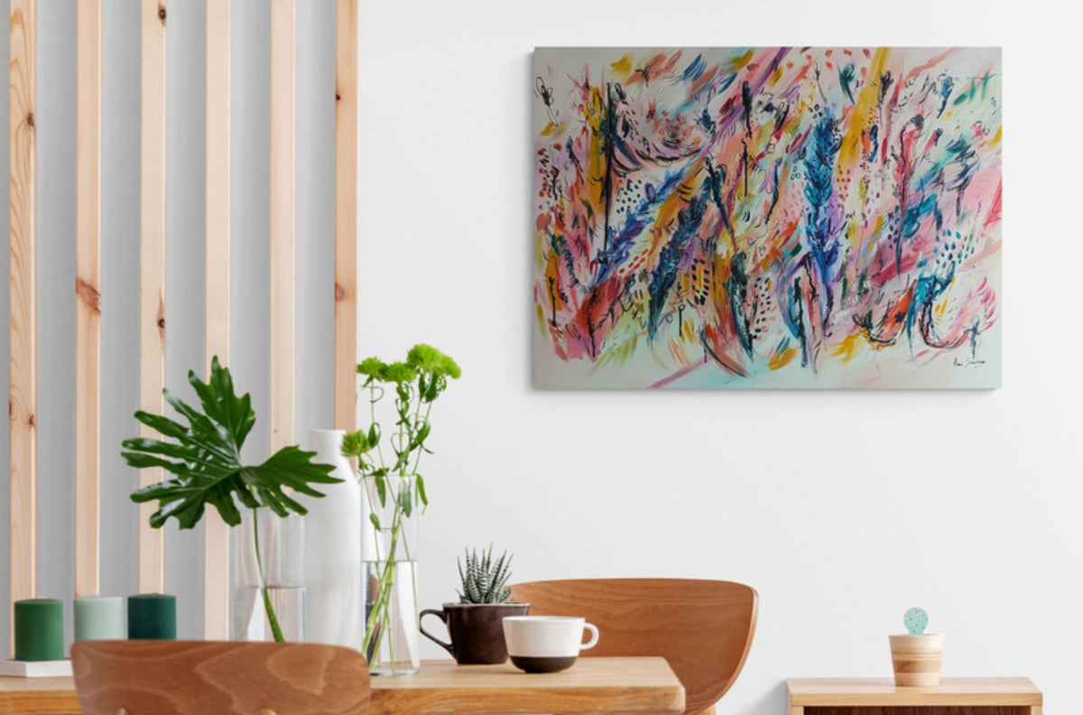 Colourful Abstract Energy vibrant original abstract painting by French artist Âme Sauvage