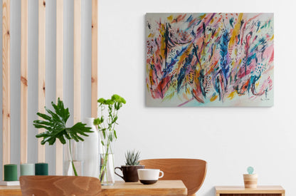 Colourful Abstract Energy vibrant original abstract painting by French artist Âme Sauvage