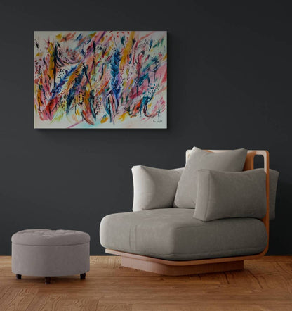 Colourful Abstract Energy vibrant original abstract painting by French artist Âme Sauvage