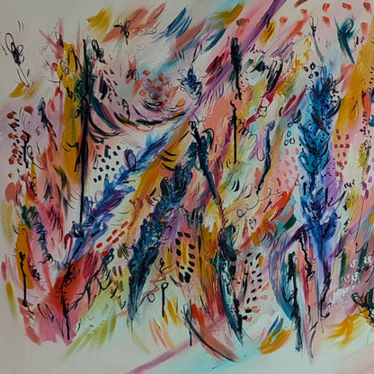 Colourful Abstract Energy vibrant original abstract painting by French artist Âme Sauvage
