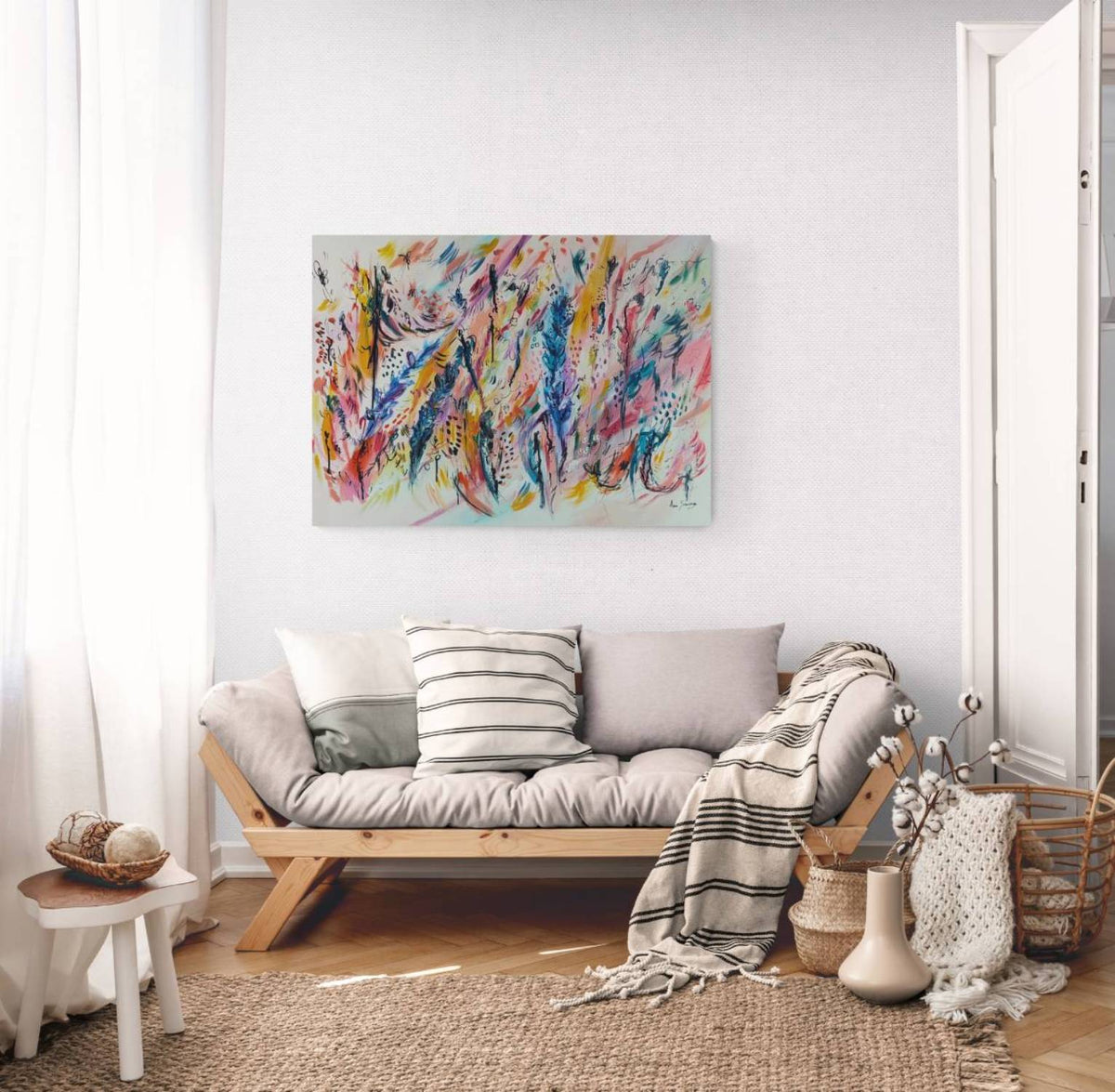 Colourful Abstract Energy vibrant original abstract painting by French artist Âme Sauvage