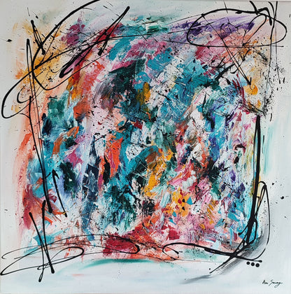 Large colourful abstract painting 