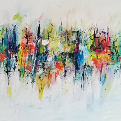 Large colorfoul abstract painting details