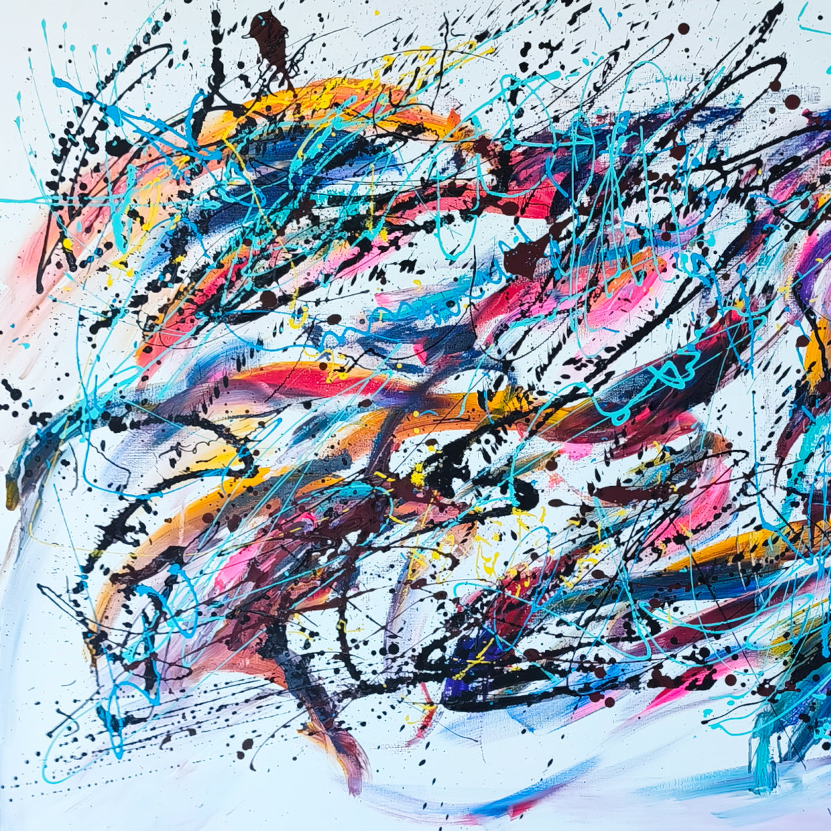 Details of a large abstract painting by Âme Sauvage