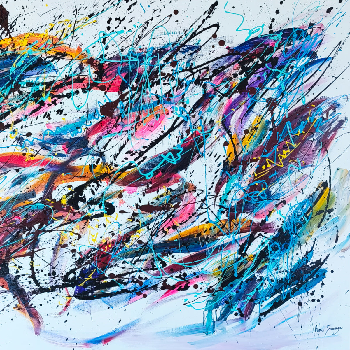 large multicoloured abstract painting details 1