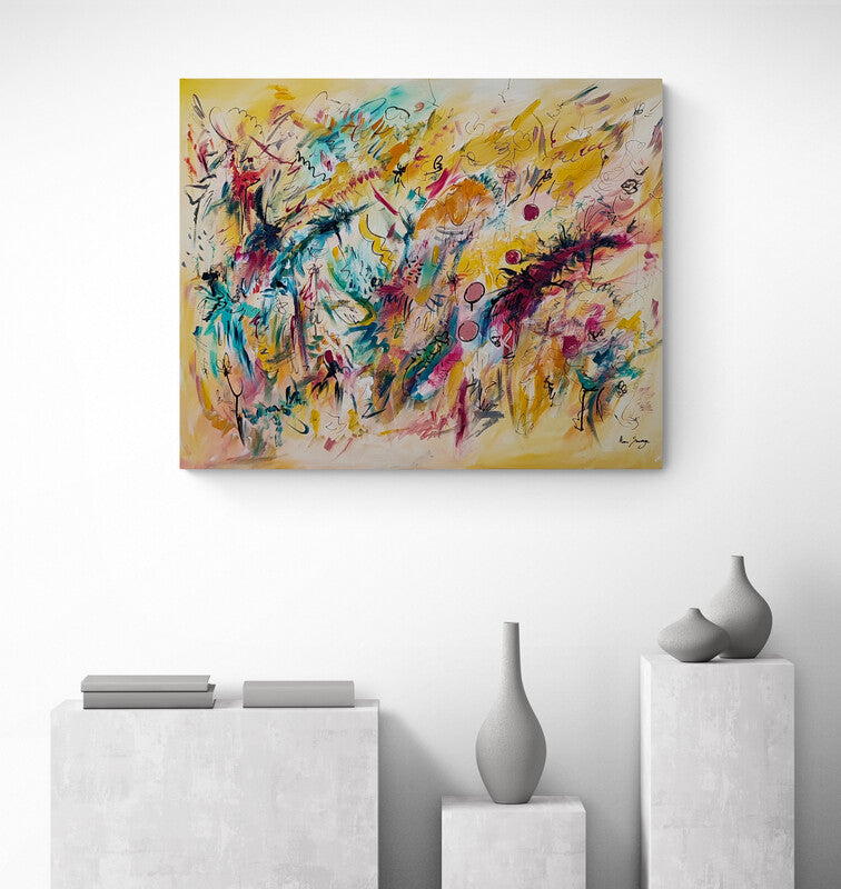 large and yellow abstract painting