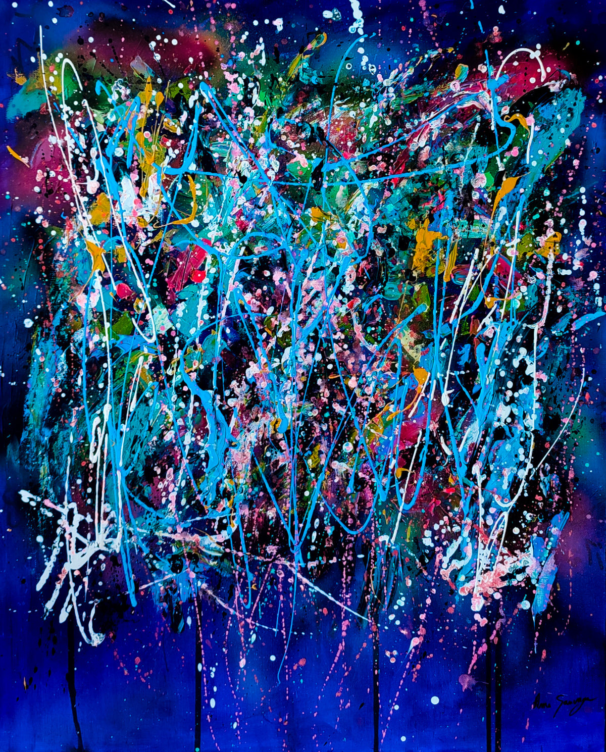L’éclate totale original blue abstract painting by Âme Sauvage