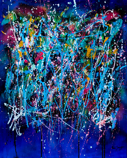 L’éclate totale original blue abstract painting by Âme Sauvage