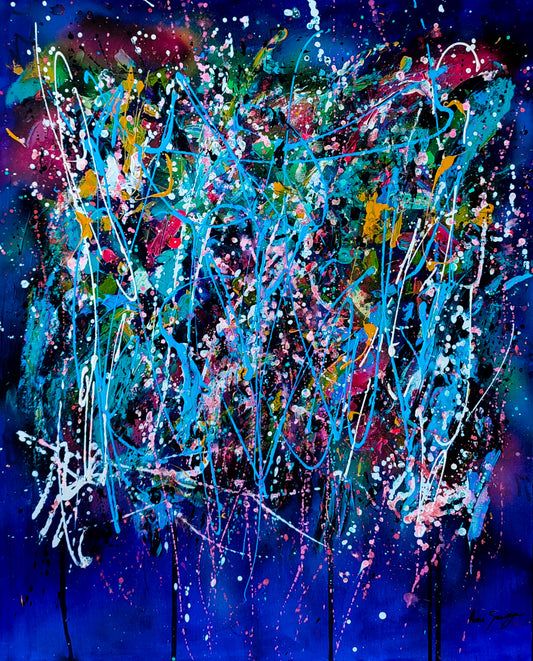 L’éclate totale original blue abstract painting by Âme Sauvage
