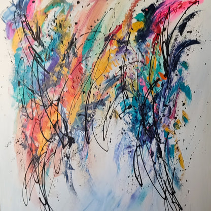 L'esprit du peintre vibrant colourful abstract painting by French artist Âme Sauvage