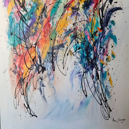 L'esprit du peintre vibrant colourful abstract painting by French artist Âme Sauvage