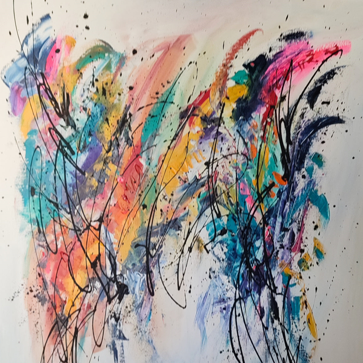 L'esprit du peintre vibrant colourful abstract painting by French artist Âme Sauvage