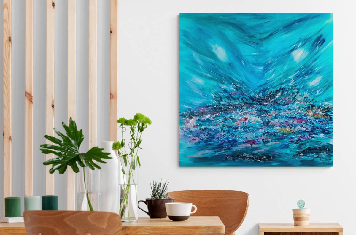 Loin du monde – Large Abstract Blue Painting
