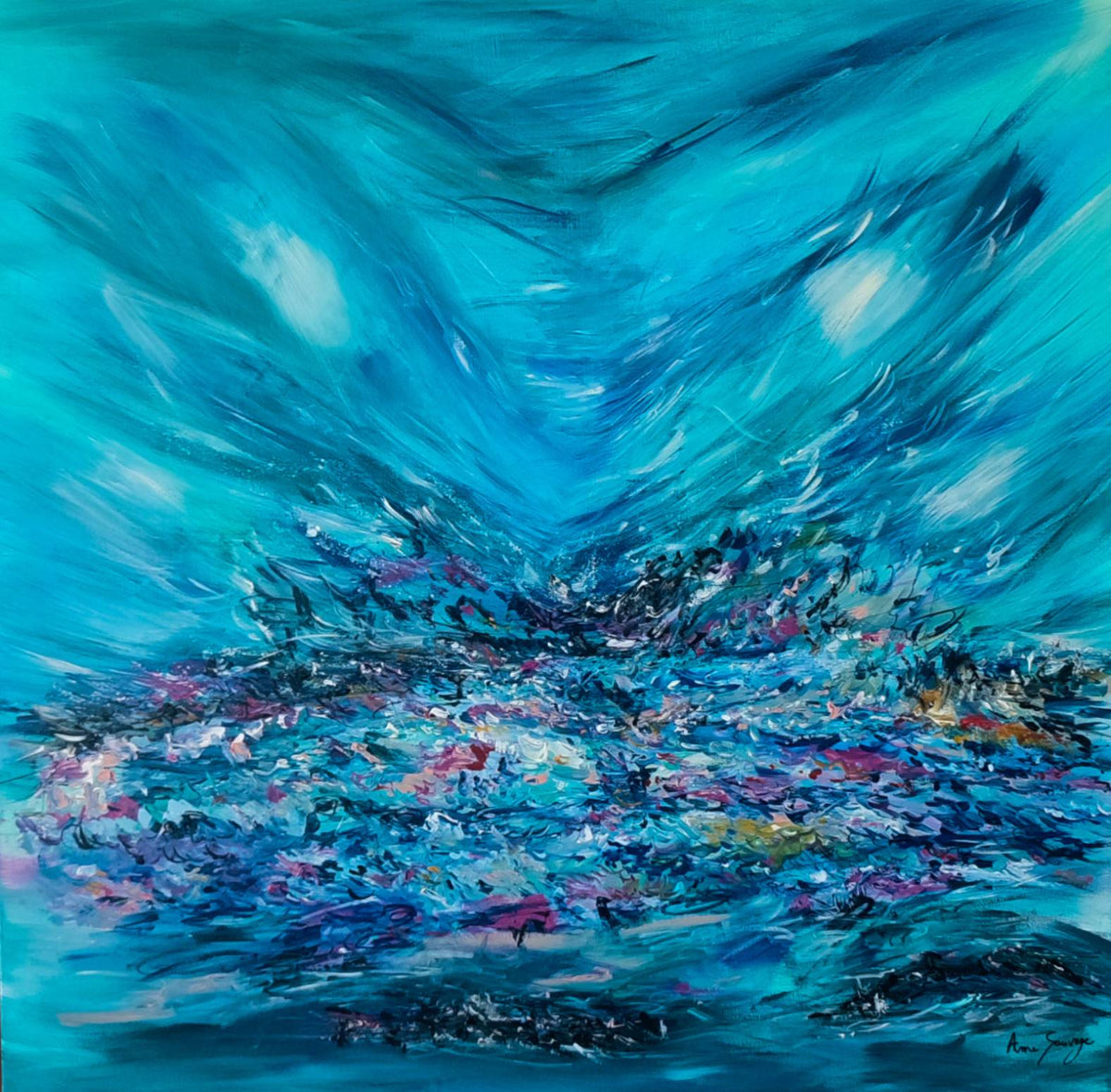Large blue abstract painting