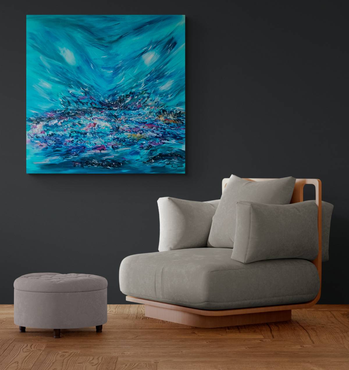 Loin du monde – Large Abstract Blue Painting