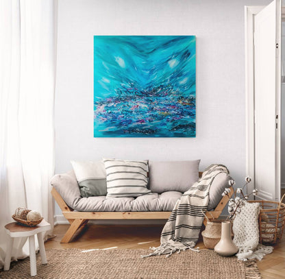 Loin du monde – Large Abstract Blue Painting