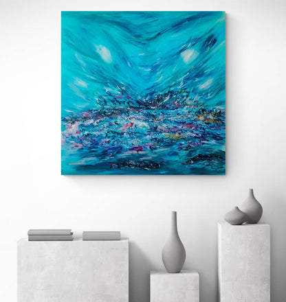 Loin du monde – Large Abstract Blue Painting