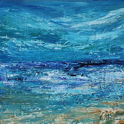 Detail of an original marine landscape painting inspired by the sea