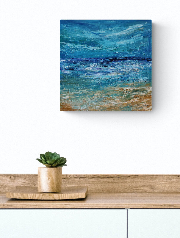 Close-up detail of contemporary seascape artwork