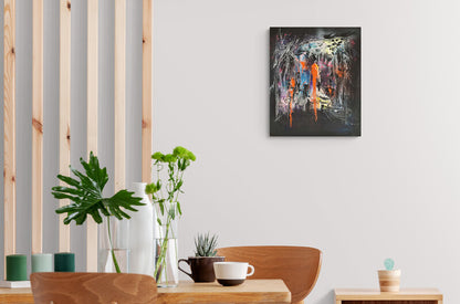 Modern black and orange abstract painting