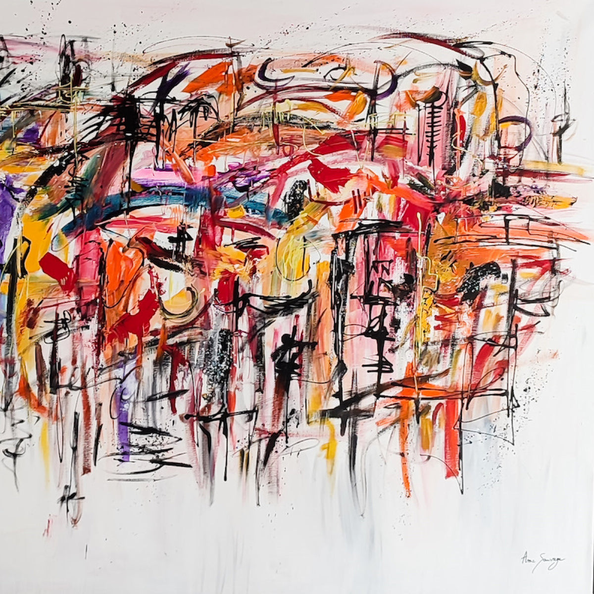 Modern colorful abstract painting details