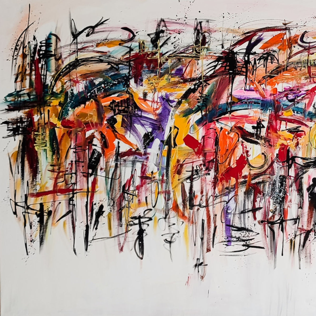 Modern colorful abstract painting details