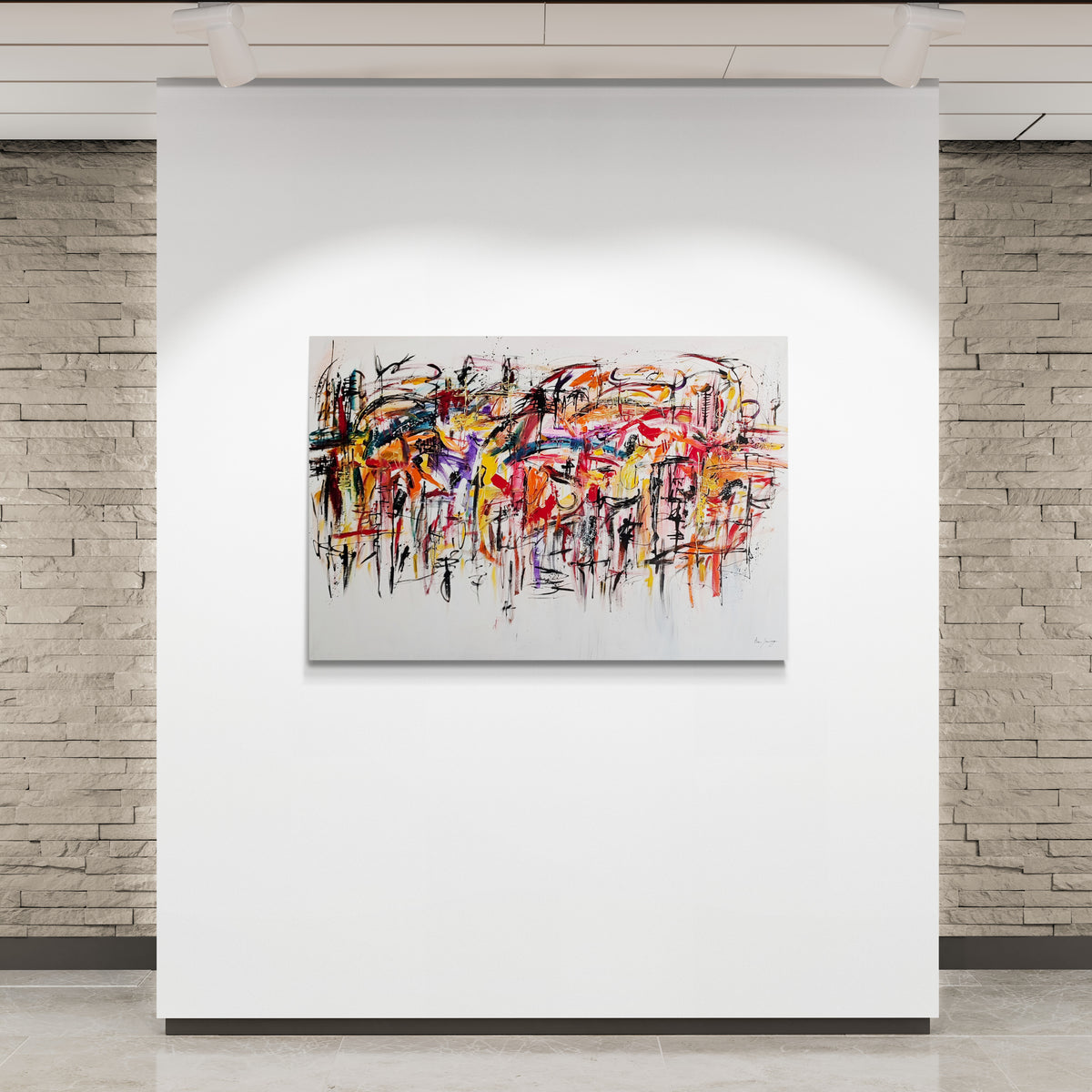 Modern xxl and colorful abstract painting