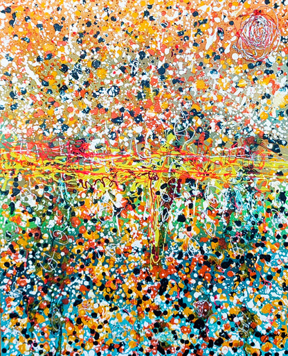 multicolour dripping abstract painting
