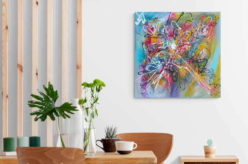 Danse infinie - Multicoloured abstract wall art by French artist Âme Sauvage